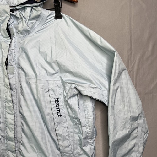 Marmot Jacket Womens Medium Blue Precip Waterproof Packable Raincoat Outdoor - Picture 6 of 20