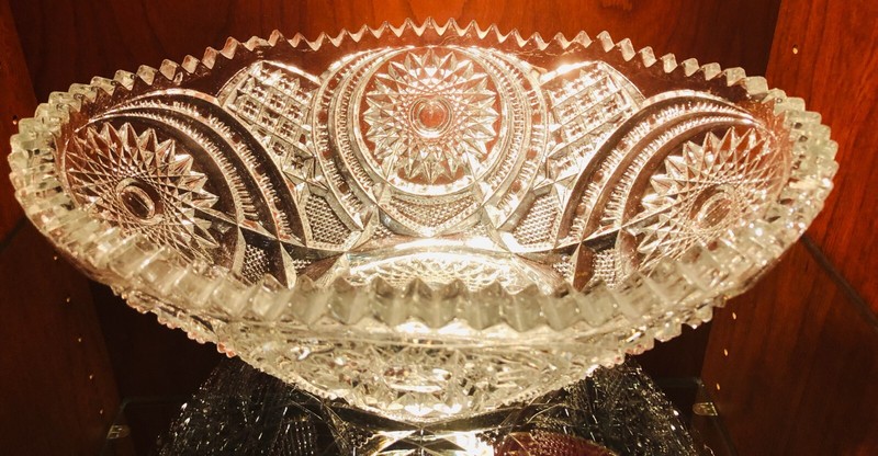 Imperial 360 Bowl Clear Pressed Glass EAPG Hobstars Huge Oval Antique As Is