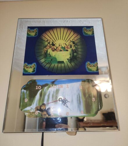 Elco Star burst Last Supper Mirror Clock Lighted Mirror Battery Clock - Picture 3 of 6
