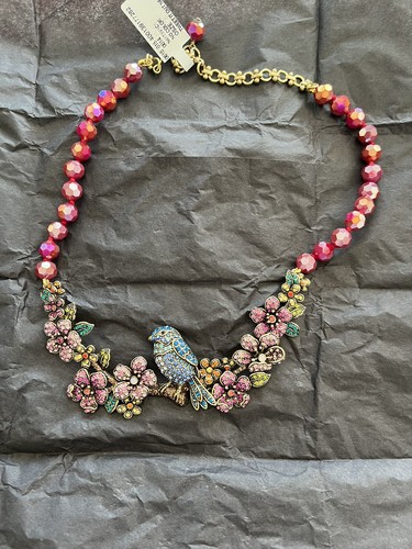 NEW Heidi Daus Tweet It Out Bird Floral Swarovski Crystal Statement Necklace - Picture 3 of 5