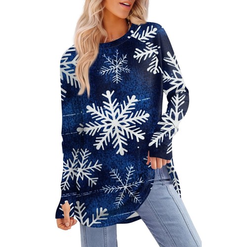 Womens Oversized Sweatshirt Graphic Sweater Long Sleeve Drop Shoulder Round - Picture 13 of 36