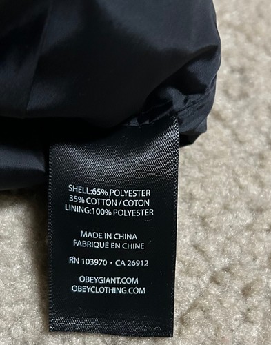 HUF x OBEY Collab Full Zip Black Jacket - Mens SMALL - Picture 5 of 12