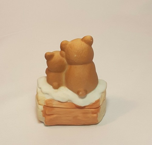 Christmas Teddy Bears Ceramic Trinket Jewelry Box Collectible Coin Decor Dish - Picture 7 of 9
