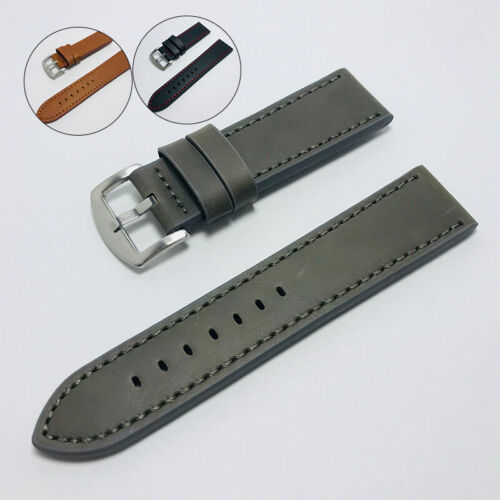 18/20/22/24mm Men Women Leather Watch Band Wristwatch Bands Strap Watch Buckle - Picture 4 of 32