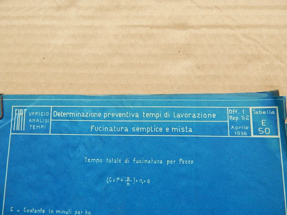 LOTTO FOGLI CON DISEGNI ED APPUNTI 1936 FIAT LAVORAZIONI MECCANICHE - Immagine 2 di 4