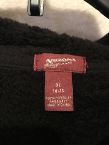 Arizona Girls Size XL 14/16 Fleece Hooded Jacket w/pockets Black Ret$30 (TW-1918 - Picture 2 of 5