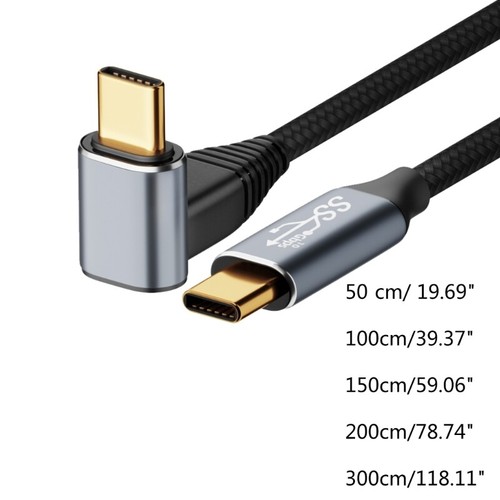 100W Type C to Type-C USB C Cable 90 Degree 10G Fast Charging Cord Right Angled - Picture 8 of 13