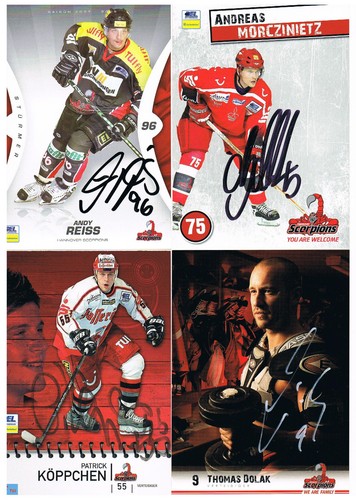 Eishockey Autogrammkarten Hannover Scorpions 1999-2012 fast alle signiert - Bild 1 von 34