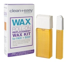 Clean+Easy Personal Wax Roll-On Replacement Wax Kit for Face + Body.  Skin Care