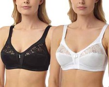 New Ladies Firm Control Soft Cup Bra Marlon Sizes 34B - 48E Black White [BR404]