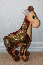 Adventure Planet Reversible Mermaid Sequins Giraffe 15" Gold Colored