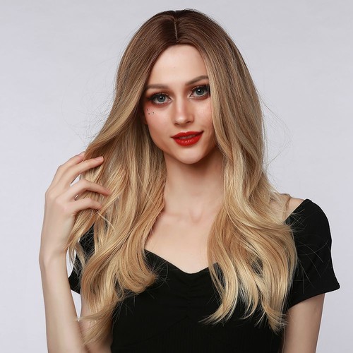 Ombré Blonde Glonde Wave Synthetic Long Curly Hair Wig Women Party Daily Natural - Picture 3 of 8