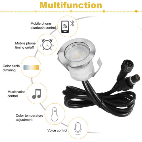 10x Faretto LED da Incasso Esterno Giardino Bluetooth APP Dimmerabile Bianco Caldo+Bianco Freddo 30mm - Foto 10 di 12
