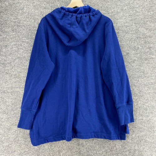 Isaac Mizrahi Full Zip Hoodie Women XL Blue Fleece Long Sleeve Hooded Pockets - Picture 2 of 10