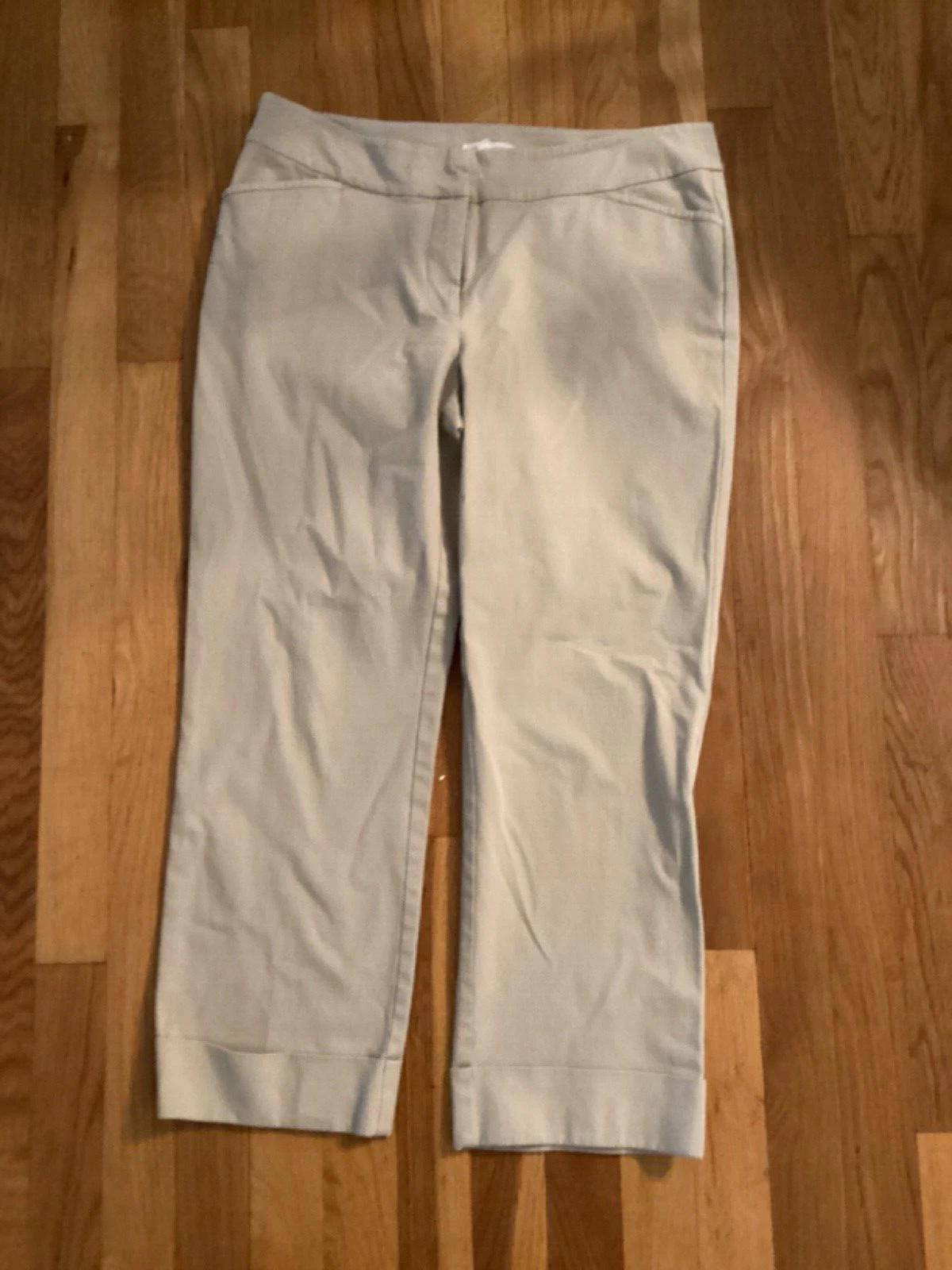 Eileen Fisher Khaki Capris Cuff Hem Small Organic Cotton