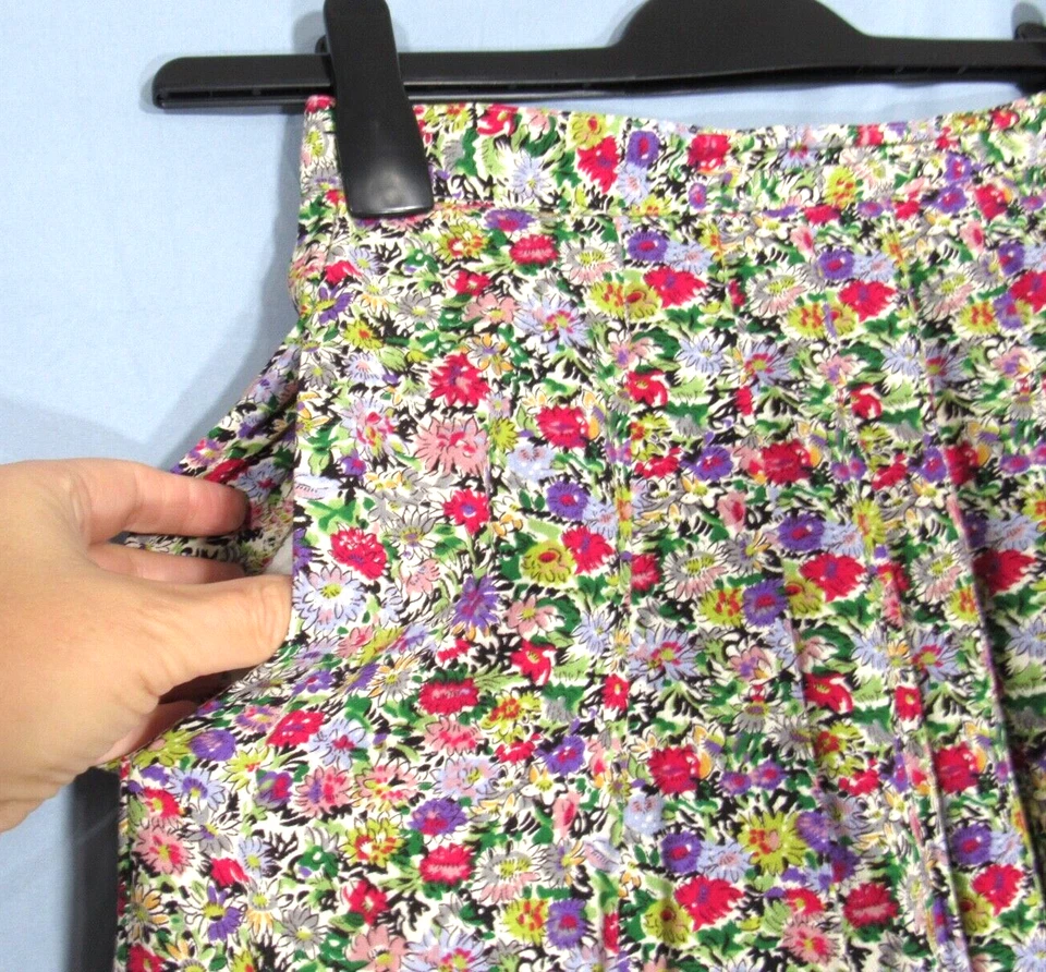 DE COLECCIÓN LIZ CLAIBORNE Colorida FLORAL RAYÓN SARGA BOLSILLOS PLISADO LÍNEA A FALDA 4P Foto 4 de 4