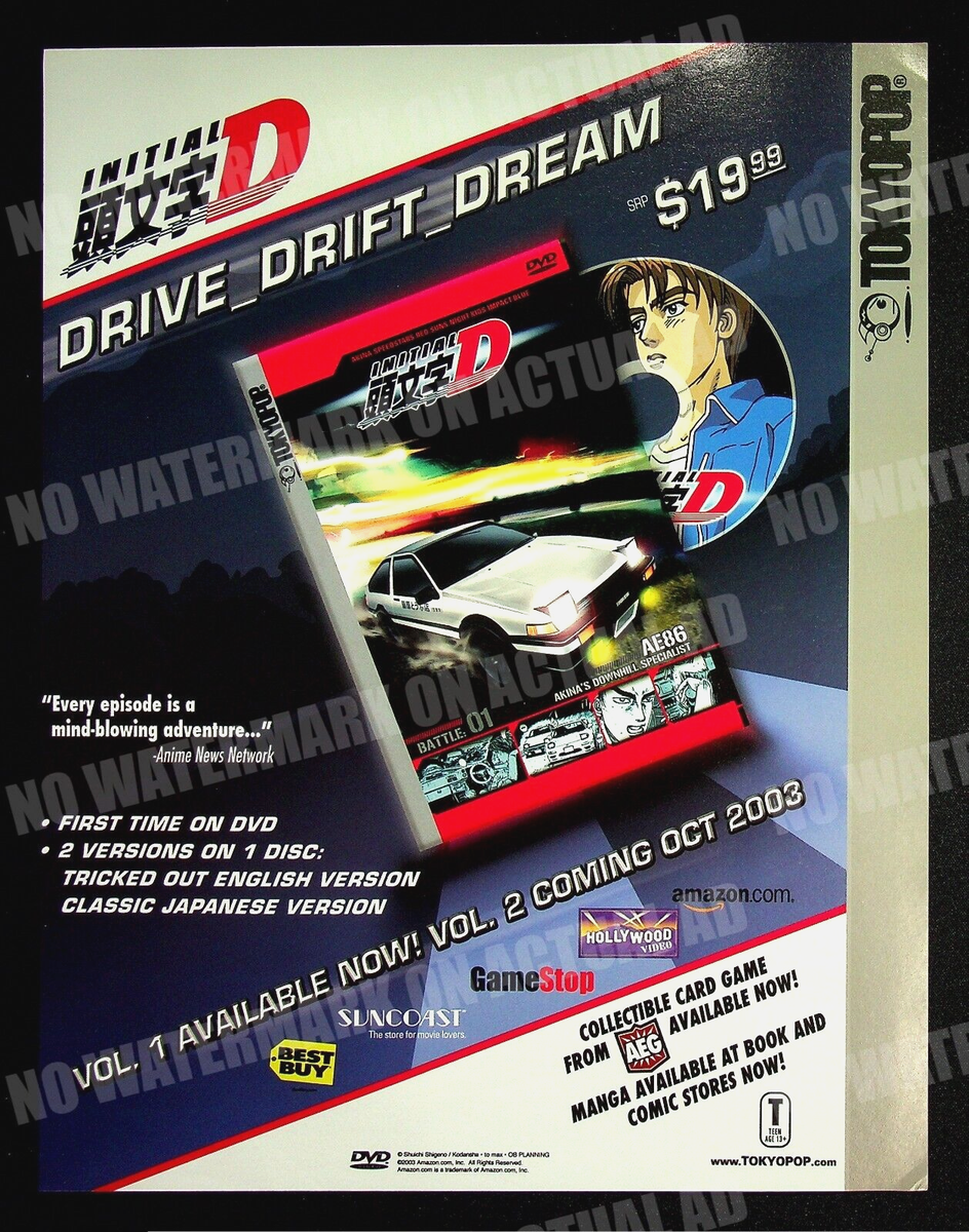 Initial D TV Tokyopop Trade Print Magazine Ad Anime DVD