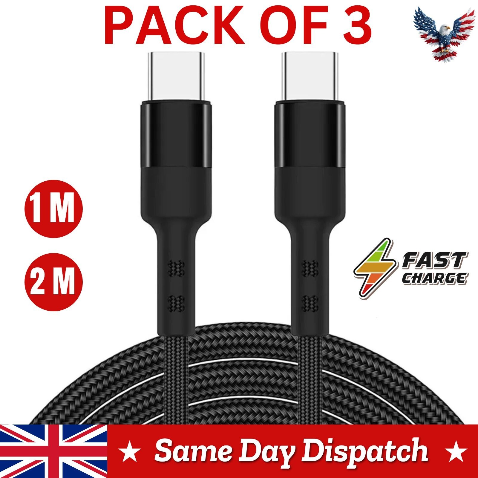 USB C To USB C Fast Charger PD 100W Dual Type C Charging Data Sync USB Cable  UK