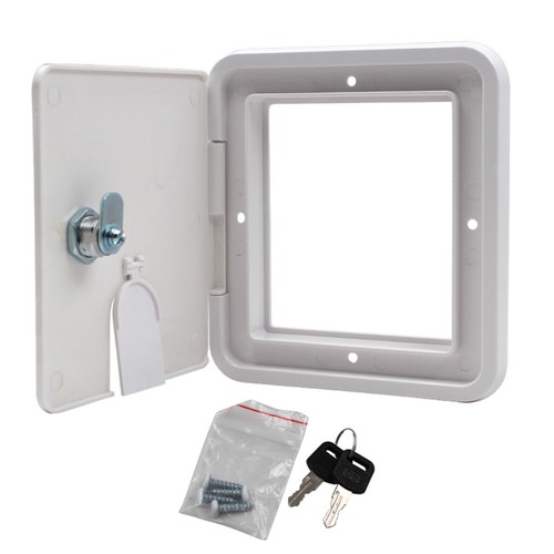 Electric Power Cord Cable Hatch Square Cover Compartment w/ 2 Lock Keys - Picture 5 of 8