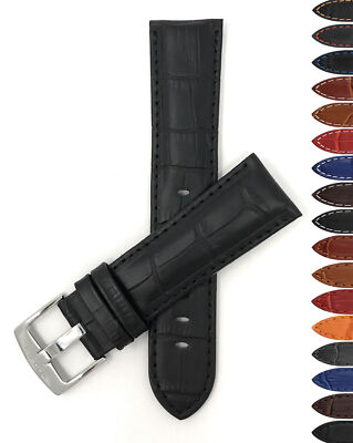 24mm Alligator Pattern Leather Watch Band Strap for Bulova Marine Star