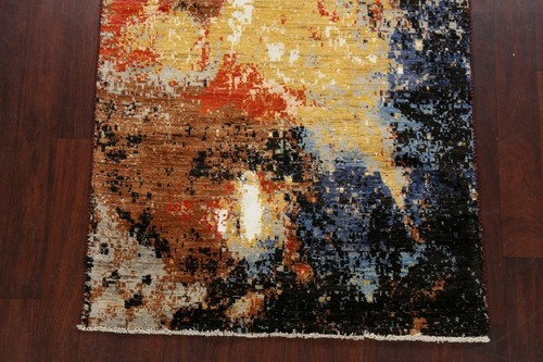 Moderner Künstlerischer Abstrakt Orientteppich Handgeknüpft Wolle/Seide Teppich 4x6 - Bild 5 von 12