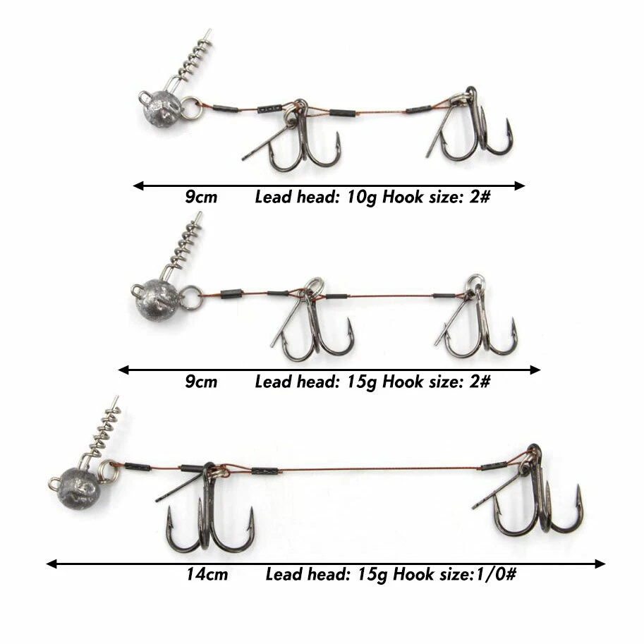 Stinger Rig Predator Pike Fishing Ball Corkscrew Lead Jig 9/14cm Rubber 10/15g - Imagem 2 de 4
