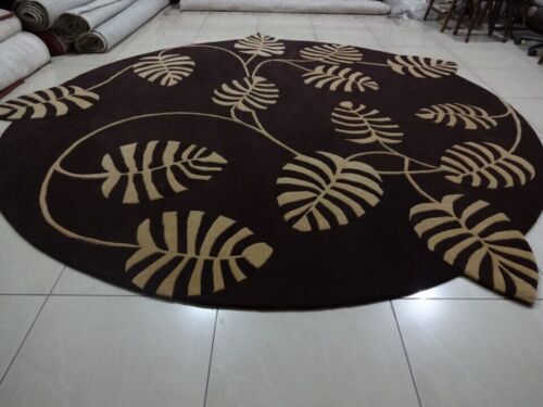 Black Knight Rugs Modern Round Thick Handmade Tufted Wool Area Rug Woolen Carpet - Picture 2 of 5