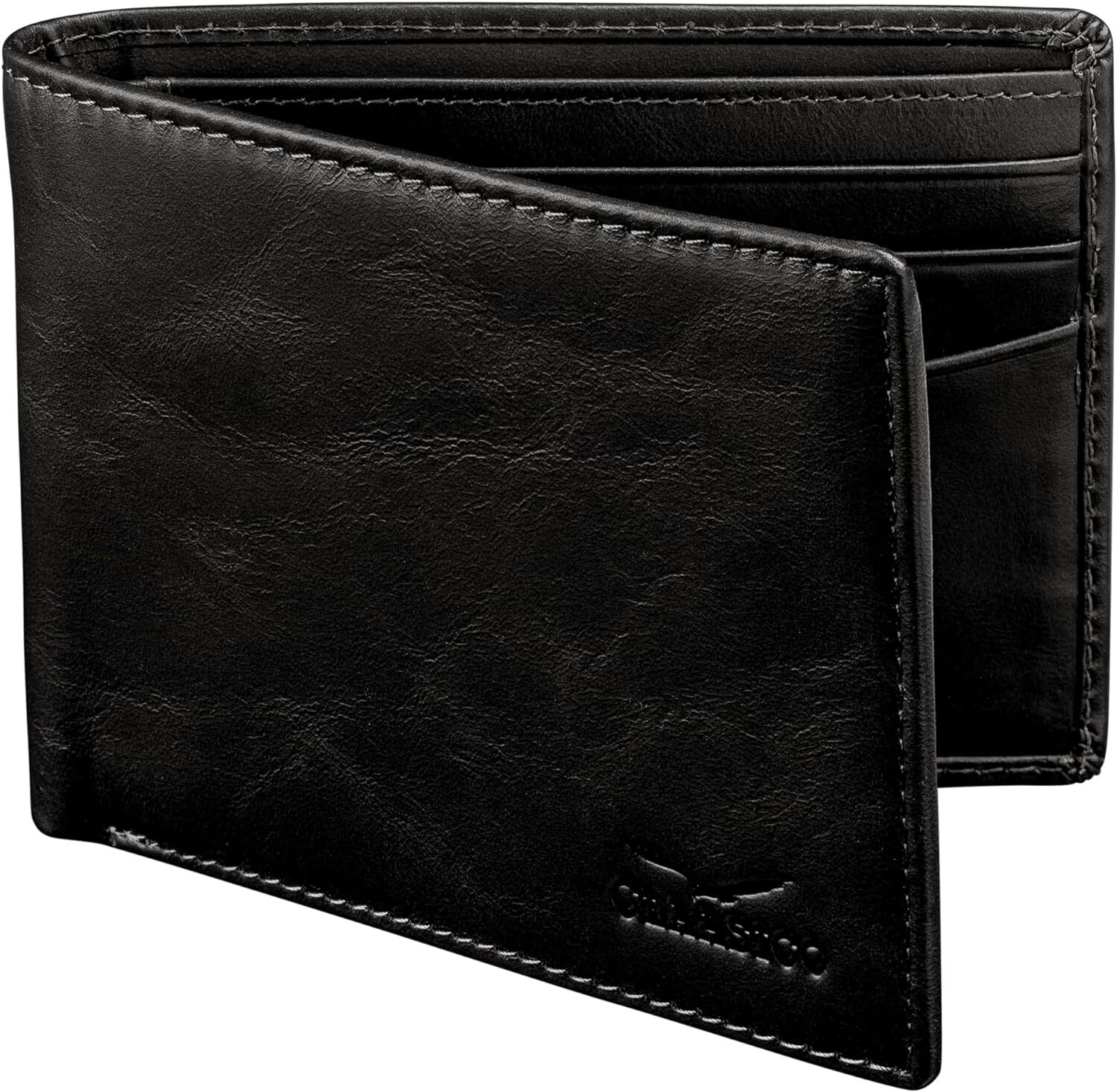 Slim Black Genuine Leather RFID Blocking Bifold Wallet for Men-image