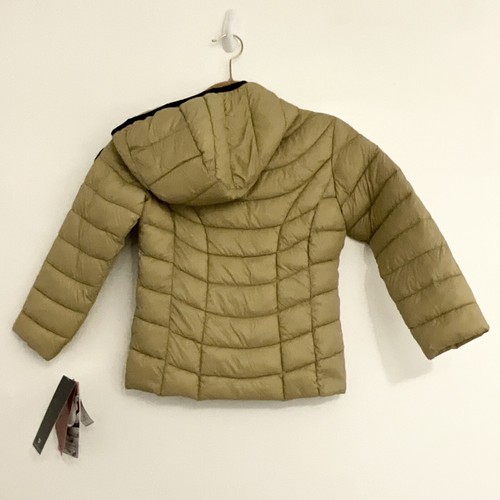 REEBOK Kid Puffer Hooded Coat Zip Closure Beige Pockets Long Sleeve Size 5/6 NEW - Picture 2 of 6