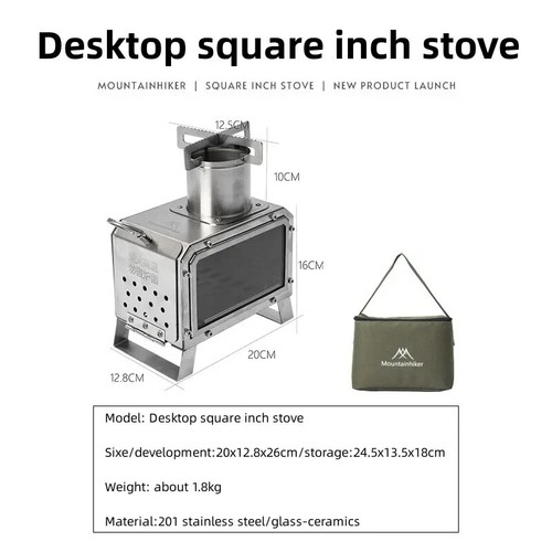 Wood Burner Stove Portable Firewood Square Stove Stainless Steel Outdoor Heater - Picture 6 of 22