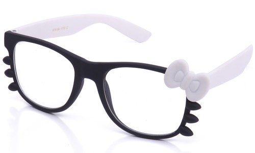 Clear Lens Glasses Soft Frame with Matching Bow & Temple Color Whisker Accents - Picture 7 of 7