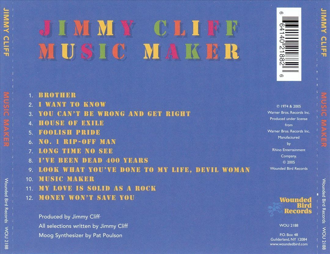 JIMMY CLIFF MUSIC MAKER NEW CD