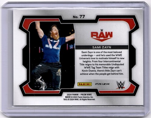 Sami Zayn 2024 Panini Prizm WWE Blue Prizm #77 WWE Raw #113/199 - Picture 2 of 2