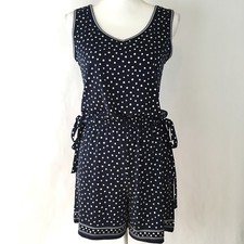 Max Studio Women's Shorts Romper Size XS Navy Polka Dot Casual Sleeveless NWT