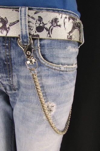 Nuevo Hombre Cadena Billetera de Metal Plateado Moda Llave Delgada Motocicleta Rocker Jeans Motociclista - Imagen 3 de 12