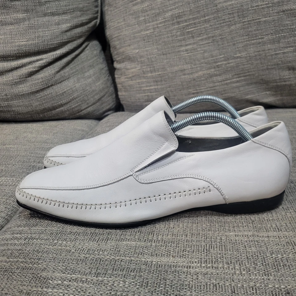 Zapatos sin cordones Steve Madden Cabano para hombre cosidos de cuero blancos talla 9,5 Foto 3 de 4