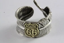 Biker Route 66 Ring Men's Signet Ring Silver Ring 925 Real Silver / 486