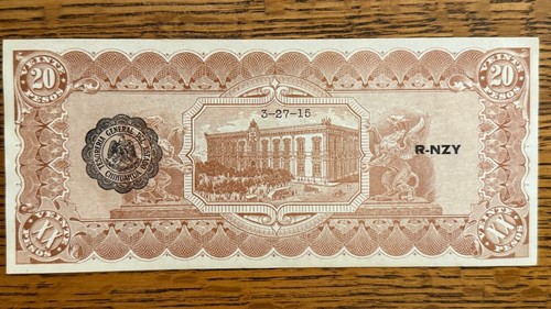 Chihuahua Mexico Mexican Revolution 20 Pesos 1915 P-S536b XF Revolución \P120P - Picture 2 of 8