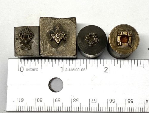 STONE SETTING & MASONIC Vintage Hub Impression Die Jewelry Tool Steel Four Pack
