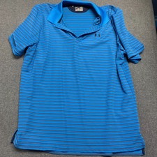 Under Armour Men's Polo Shirt Size XL Blue Striped HeatGear Loose Fit Golf