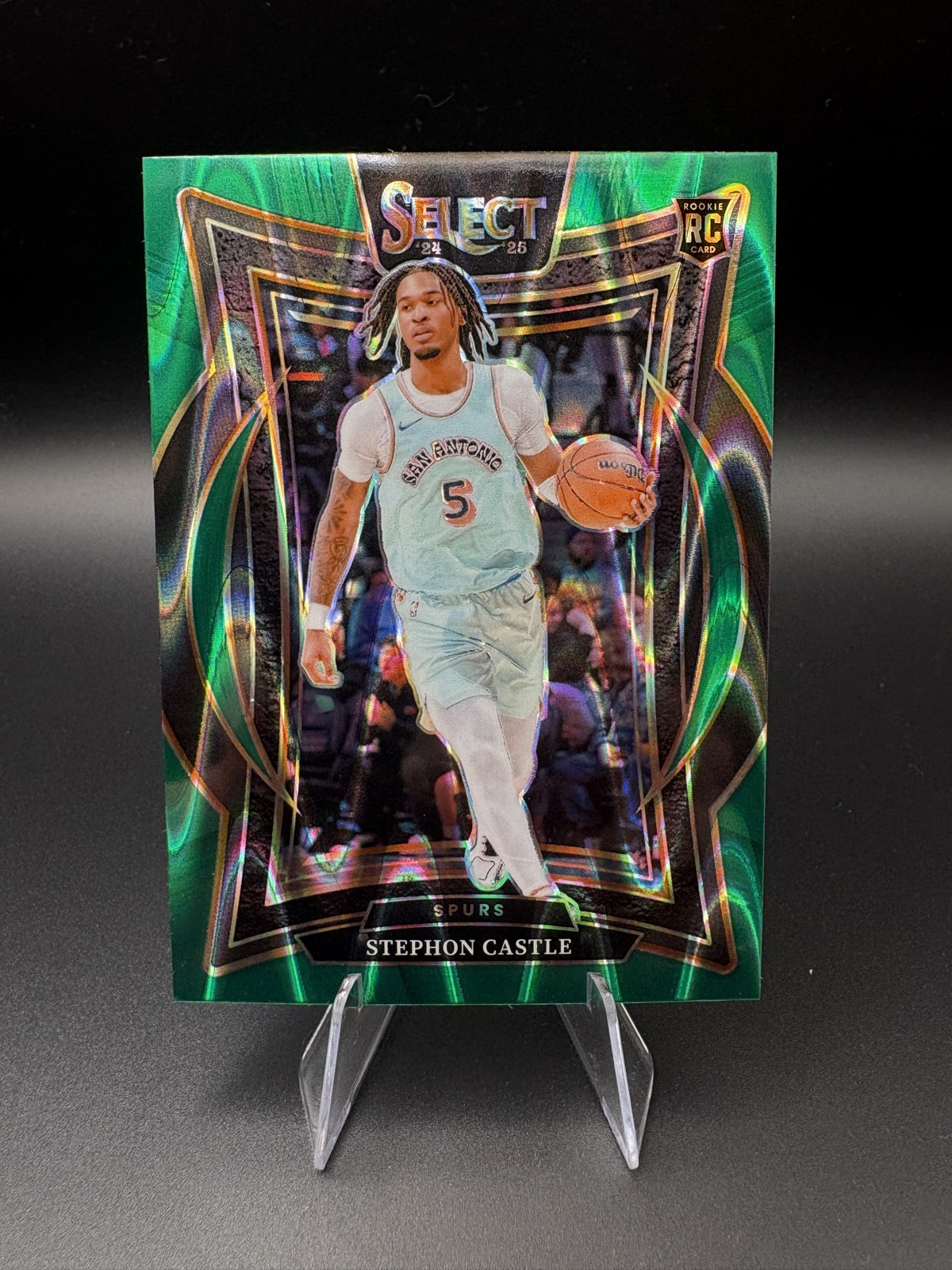 2024-25 Panini Select Stephon Castle #72 Concourse Green Tectonic Prizm RC