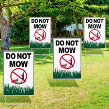 4 Pcs Do Not Mow Sign with Metal H Stake 10 X 7 Inches No Mow May Yard Sign Doub