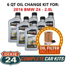 Fits: 2016 BMW Z4 2.0L 6,000 Mile Synthetic Oil & Filter Kit (0W-20)