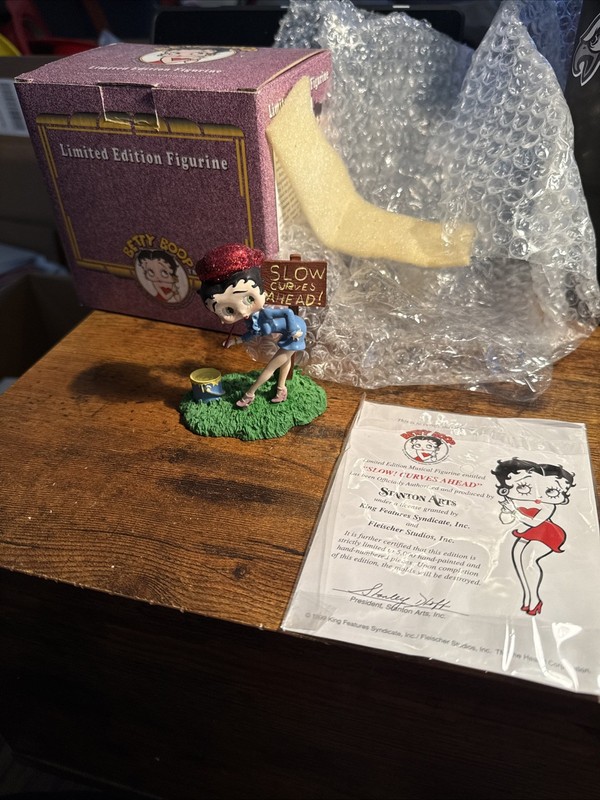 1999 Betty Boop “Slow! Curves Ahead” Limited Edition Figurine Stanton Art Broken