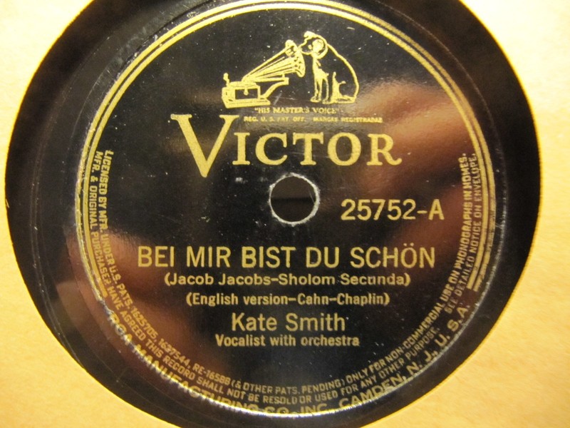 YIDDISH Sholom SECUNDA 1937 Bei Mir Bistu Shein KATE SMITH VICTOR 78 Jewish.