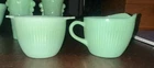 Fire-King Jadeite Jane Ray Cream and Sugar Set Oven Ware Vintage Jadite