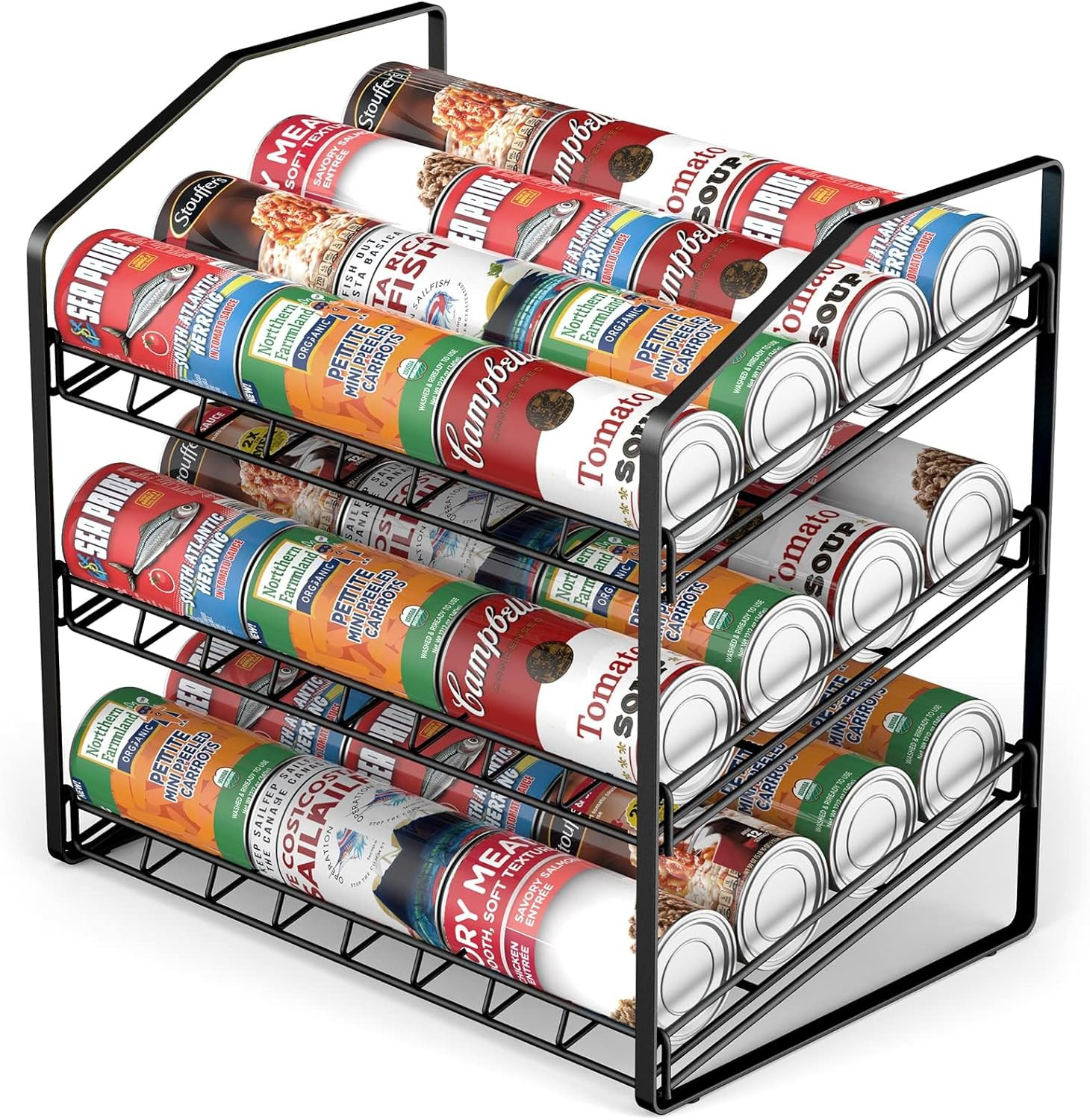 Porta-Lattine a 3 Livelli Organizer Dispensa Professionale in Acciaio