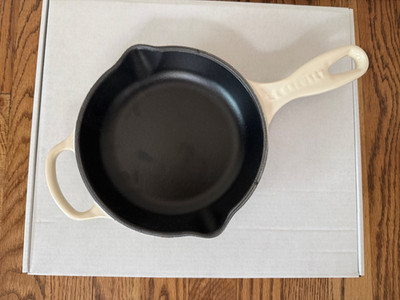 Le Creuset #16, 6.33'' Cast Iron-Skillet Fry Pan, France, Cream White