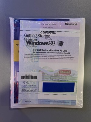 Microsoft Windows 98 Second Edition For Compaq New Sealed CD W./Menu, COA & P.K.