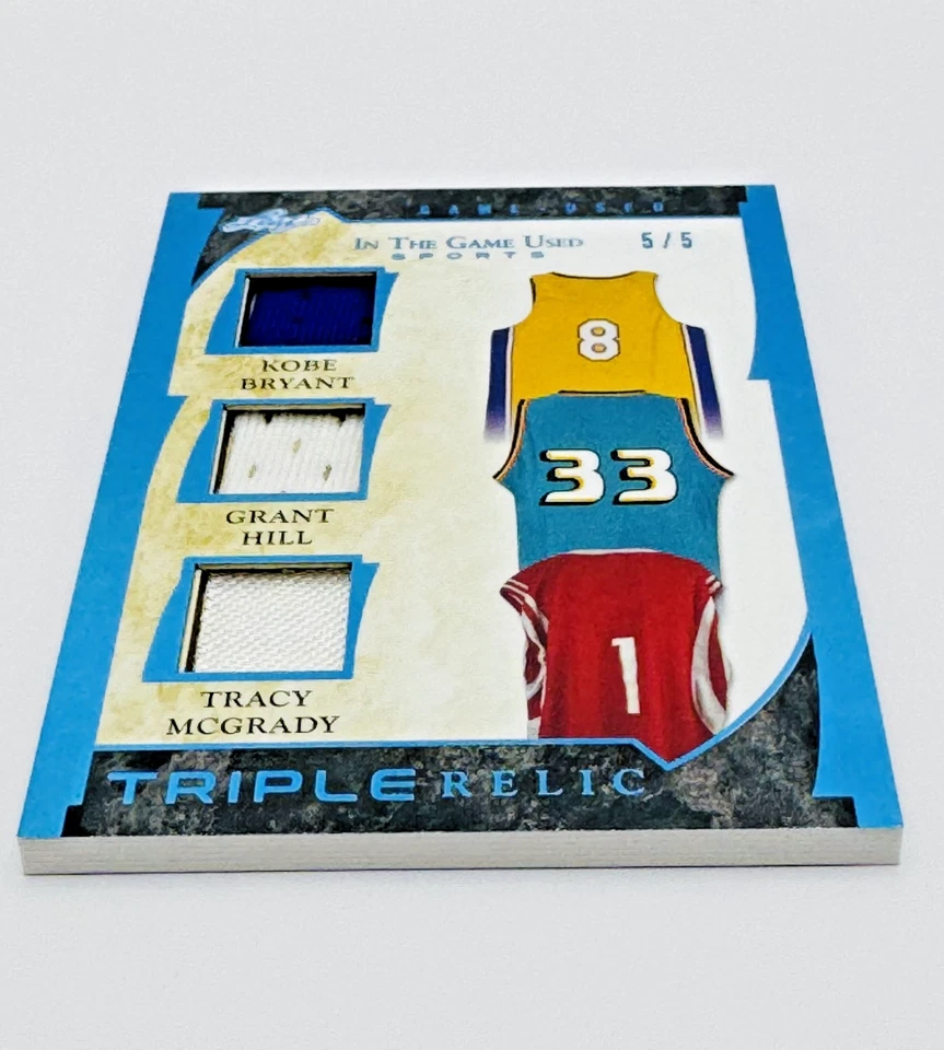 Kobe Bryant Grant Hill Tracy McGrady 2022 Leaf Game Used Triple Relic /5🔥 - Image 2 of 4